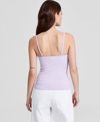 Women's Seamless Lace-Trim Rib-Knit Tank Top