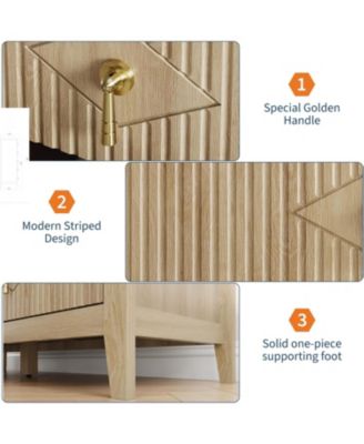 Dresser for Bedroom with 5 Drawers, 32 in Wide Modern Chest of Drawers with Metal Handle, Dresser TV Stand, Wood Drawer Organizer for Bedroom