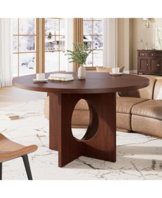 Round Dining Table, 47inch Kitchen Table for 4-6 People, Round Dining Table with Wooden Base Kitchen Tables for Dining Room, Kitchen, Living