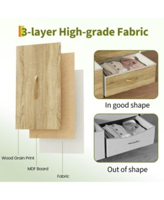 8 Drawer Fabric Dresser TV Stand with Wooden Top,Metal Frame Storage Chest,Wide Closet Organizer for Bedroom Living Room