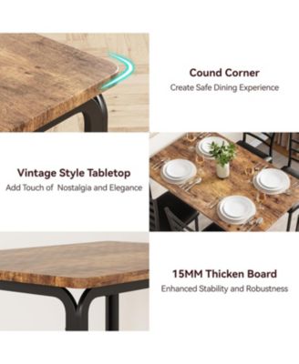 5-Piece Dining Table Set for 4, Modern Rectangle Kitchen Table with Upholstered Chairs