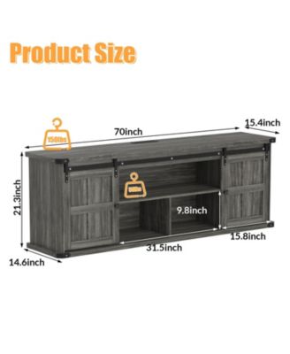 Farmhouse TV Stand for 75 Inch TV, Entertainment Center with Storage Cabinets and Sliding Barn Doors