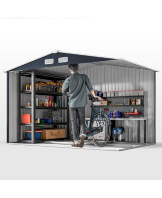 9' x 6' Storage Shed Garden Tool House w/ Vents Doors Dark