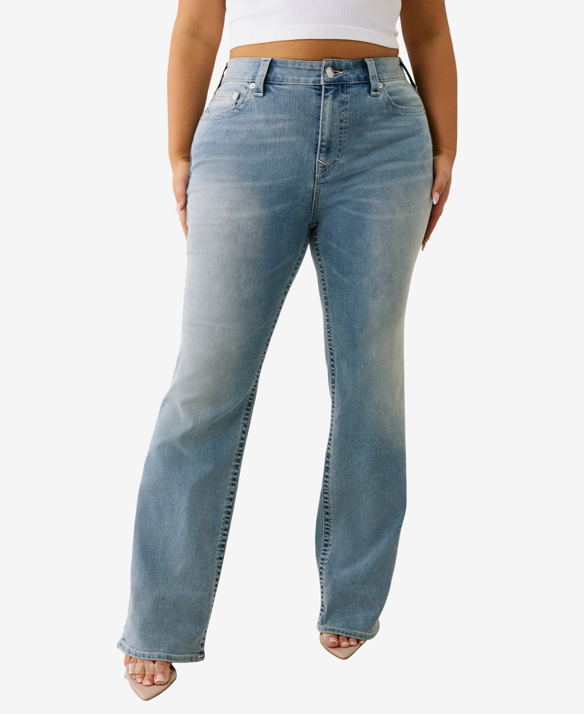 Women's Plus Billie Mid Rise Straight Jean | Peak Spot | Size 38 | Denim | True Religion