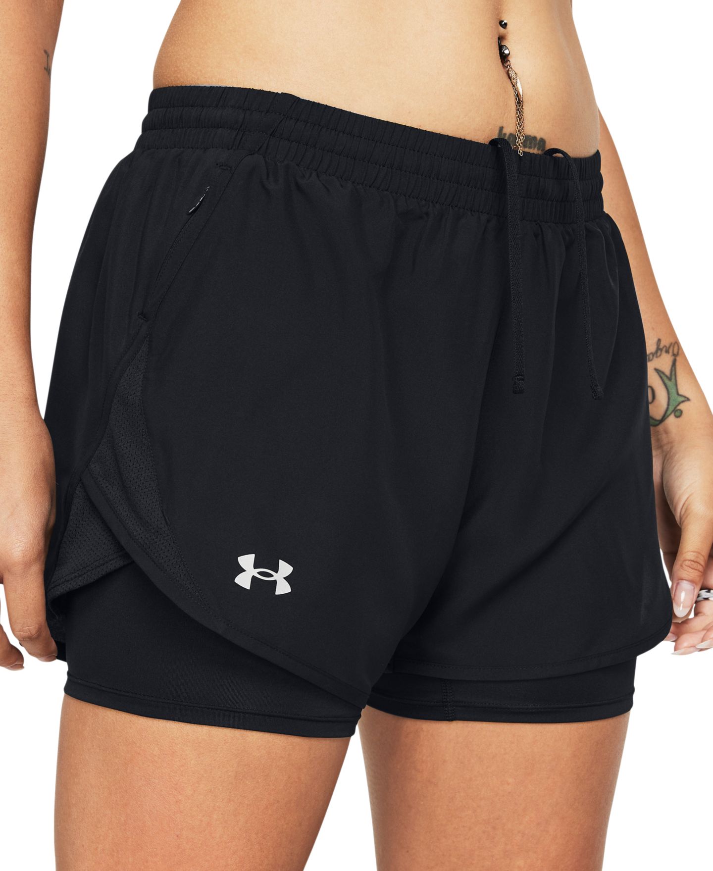 Женские шорты Under Armour Fly By 2-in-1 Shorts, цвет: Чёрный — фото 3