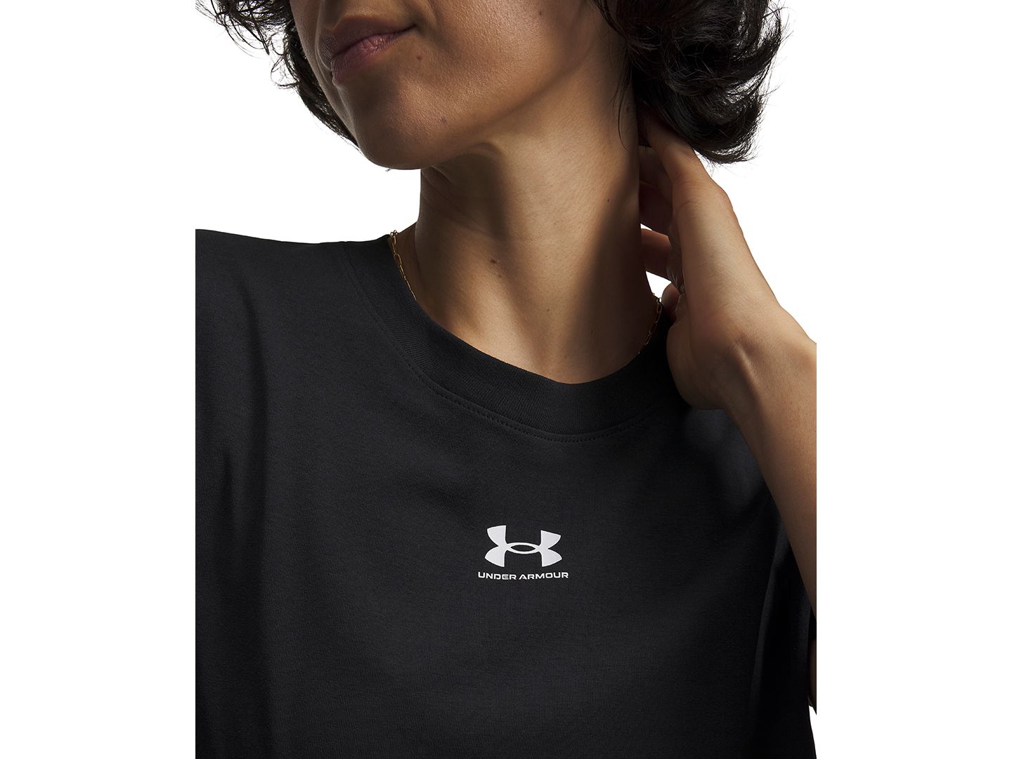 Женский свитшот Under Armour Rival Core с круглым вырезом и коротким рукавом, цвет: Чёрный — фото 2