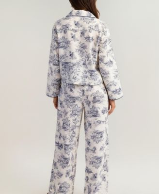 Women's Printed Button-Up Pajama Set