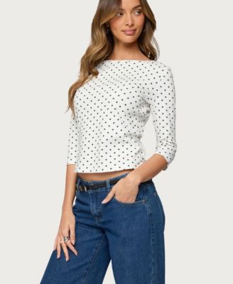 Women's Lela Polka Dot Quarter Sleeve Top