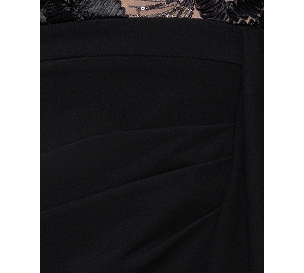 Betsy & Adam Petite Mixed Media Ruffle Ball Gown