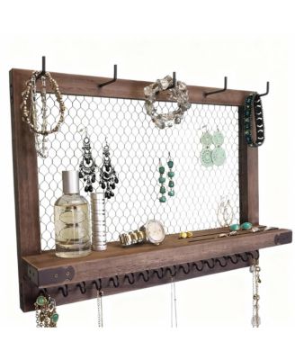 Rustic Space Saving Wall Organizer for Jewelry and Accessories