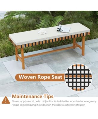 3-Piece Patio Dining Set Rectangular Table and 2 Benches w/1.97'' Umbrella Hole