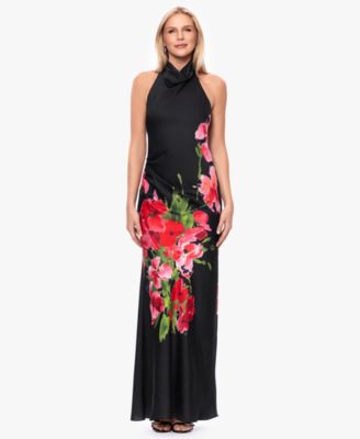 Women's Halter Floral Print Ball Gown