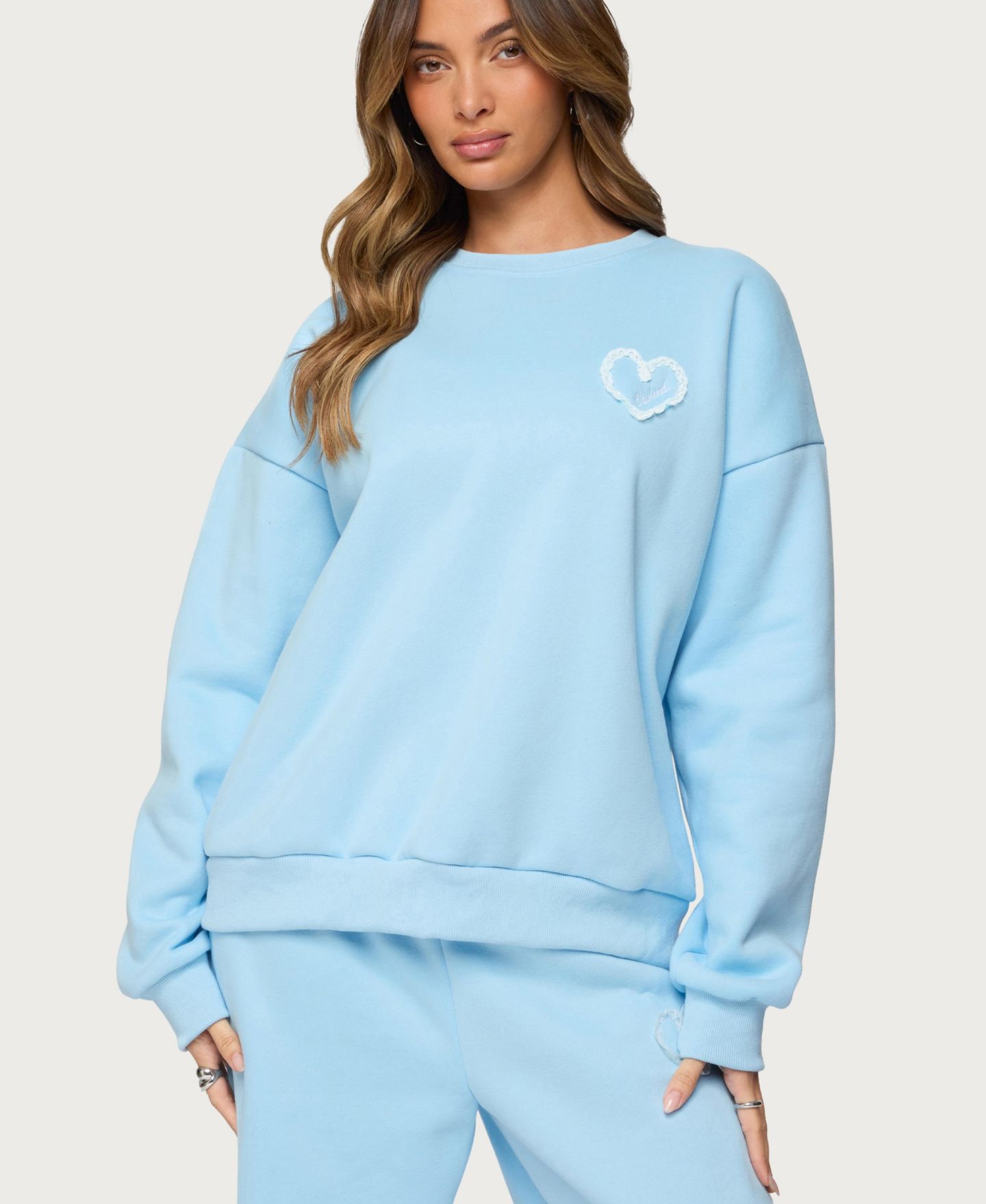 Женская толстовка Edikted Love Oversized Sweatshirt, цвет: Светлый синий — фото 1