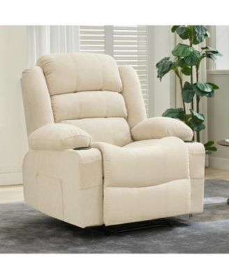 Recliner Chair, Comfy Overstuffed Chair with 3 Reclining Positions, 2 Side Pockets, 2 Front Pockets, Cup Holder