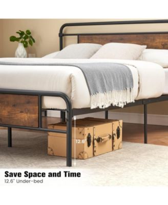  Bed Frame - 13 Inch Metal Platform Bed Frame with Wood Headboard, No Box Spring Needed, Heavy Duty Feet, Easy Assembly