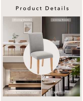 Dining Chairs Set of, Modern Fabric Upholstered Ergonomic Chairs with Curved Backrest, Heavy-Duty Wood Legs