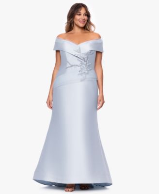 Plus Size Off-The-Shoulder Beaded Ball Gown