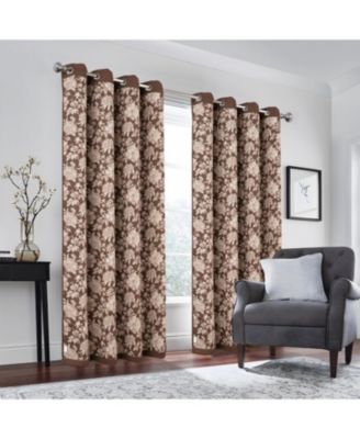 100% Polyester 190 GSM Eloise Reversible Blackout Grommet Curtain Panel 54" x 90" Mocha