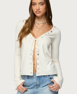 Women's Jesy Iridescent Split Front Knit Cardigan