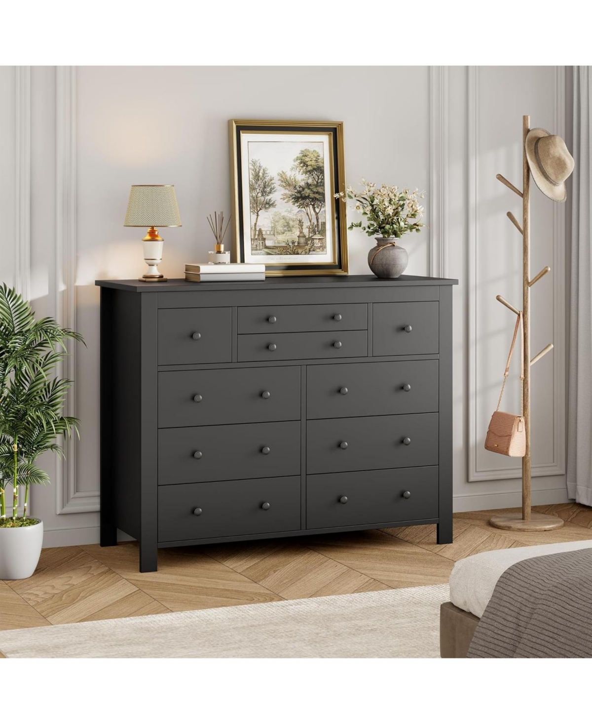 gaomon 10 Drawers Dresser for Bedroom,Modern Wooden Chest of Drawers with Natural Texture, Sturdy and Stable Storage Organizer for Living Room