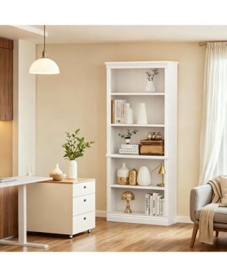 5-Shelf Wood Bookshelf for Library, Bedroom, Living Room