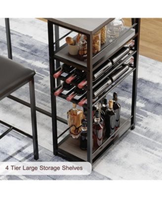 Dining Table Set for 2 Counter Height Table with 2 Upholstered Chairs and Storage Shelves Bistro Table and Chair Set of 2 Kitchen Table Set