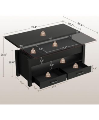 40" Coffee Table Lift Top, Multi-Function Convertible Coffee Table with Drawers and Hidden Compartment, Converts to Dining Table for Living