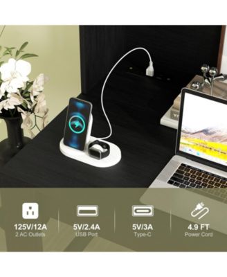 Modern Home Office Desk with Hutch and Storage, Workstation