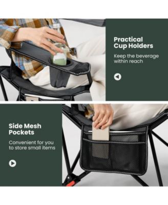 Reclining Camping Chair with Removable Footrest and Adjustable Backrest, Portable