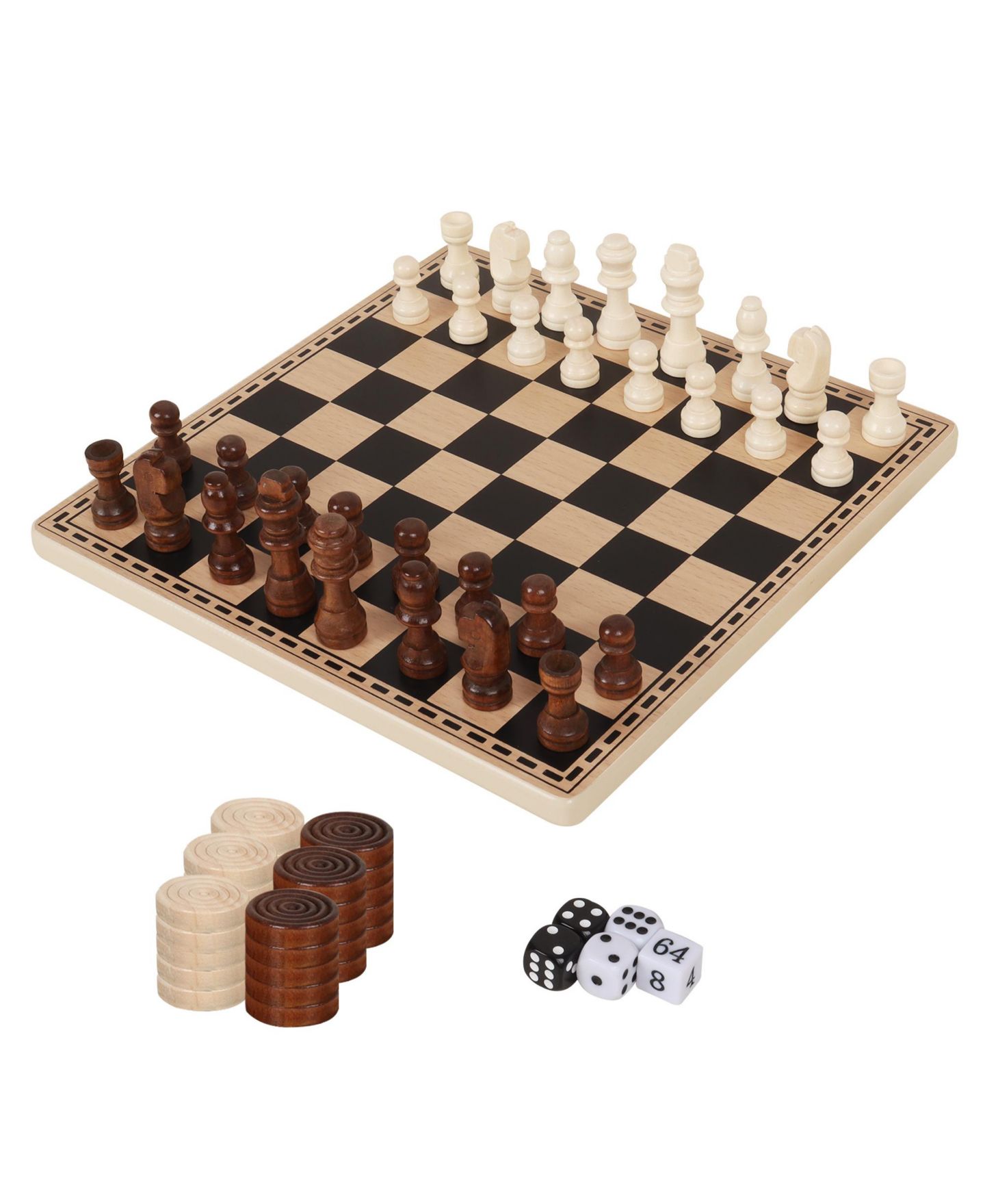 Детские настольные игры GSE Games & Sports Expert 3-in-1 Wood Chess, Checkers & Backgammon Board Game Set, Ages 3+ — фото 1