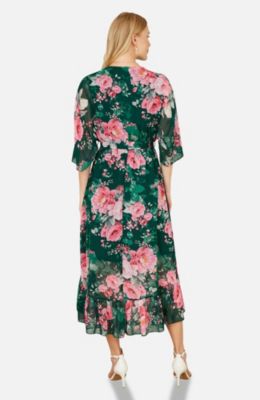 Women's Midi Dip Hem Wrap Midi Dress