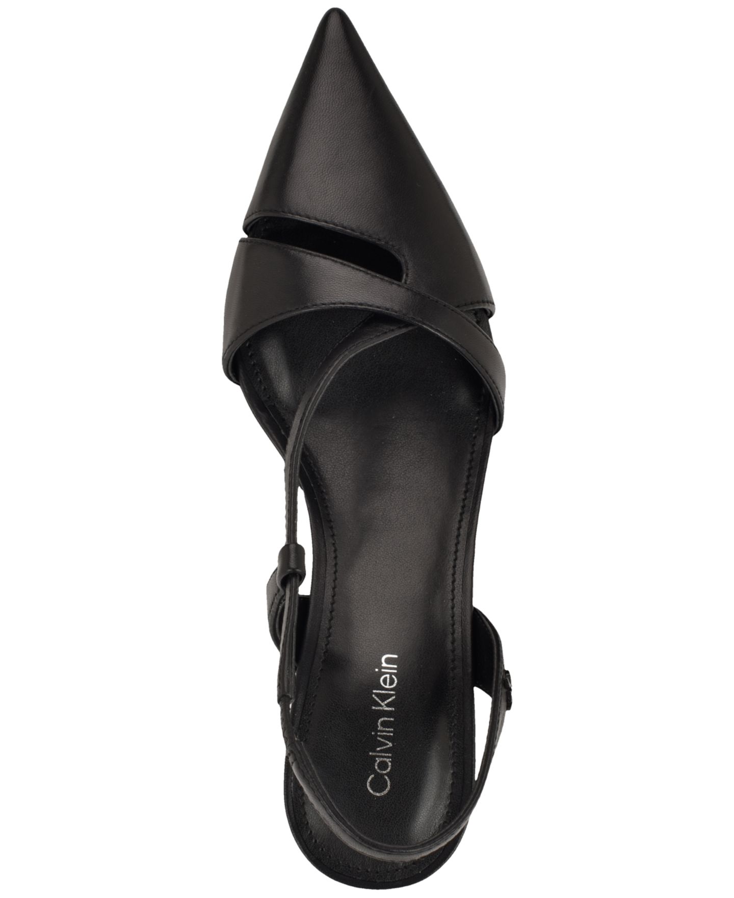 Женские туфли Calvin Klein Arlanna Asymmetrical Kitten Heel Slingback Pumps, цвет: Чёрный кожаный — фото 4