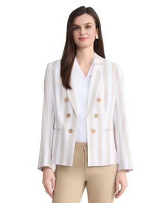 Petite Faux Double-Breasted Collared Jacket