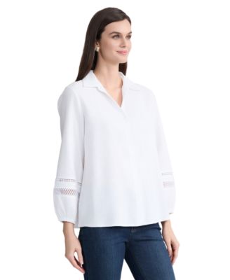 Petite Button-Front Collared Top