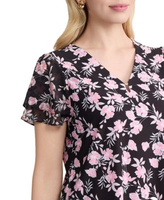 Petite Double Flutter Short-Sleeve Top