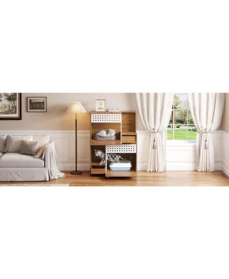 Modern 2-in-1 Cat Furniture: Litter Box Cabinet & Cat House Side Table with Storage