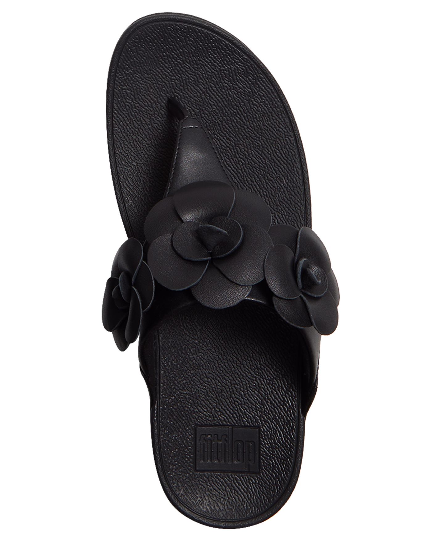 Женские сандалии FitFlop Lulu Flower Toe Post Slip-On, цвет: Чёрный — фото 3