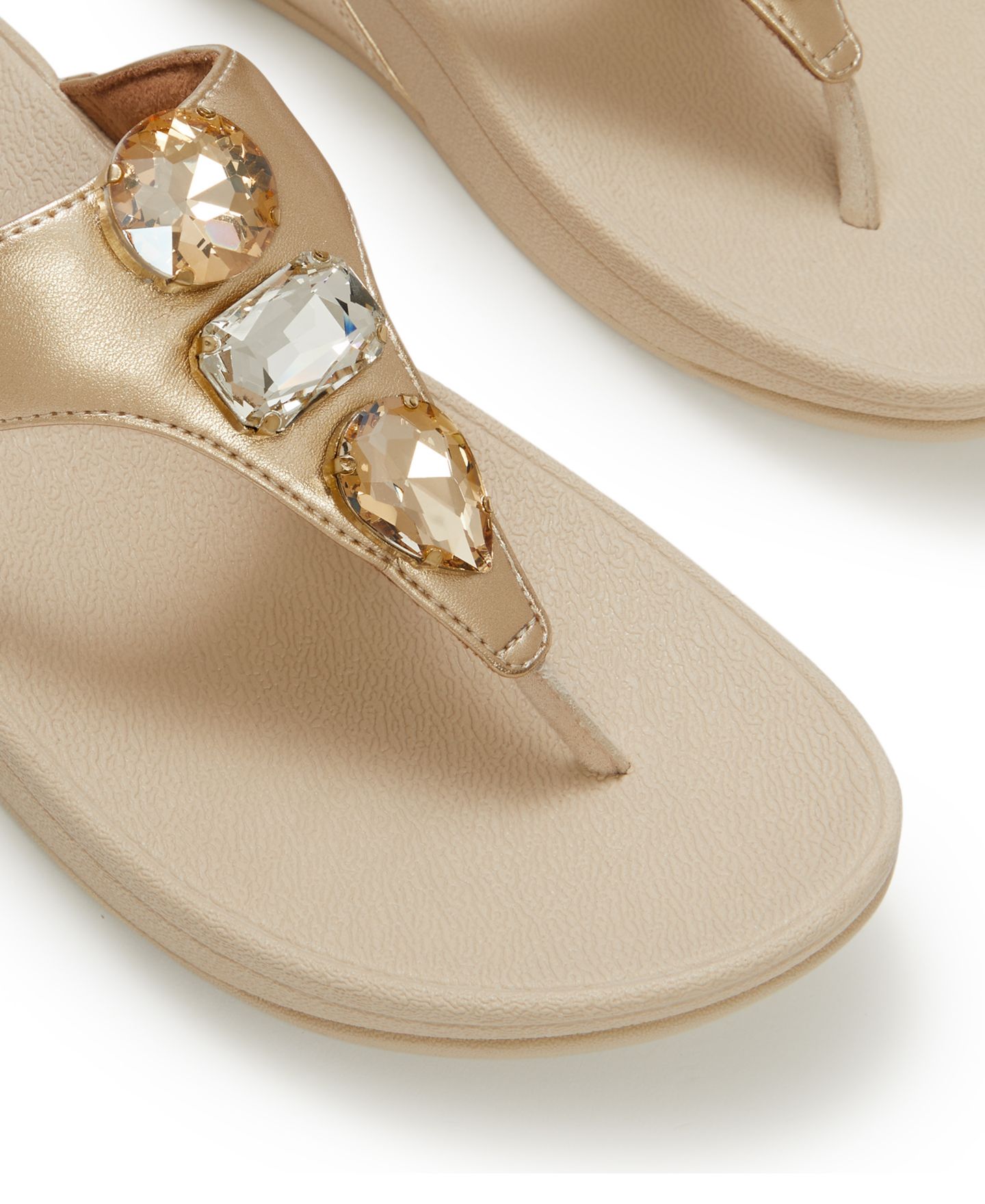 Женские сандалии FitFlop Lulu Ultra Jewel Metallic Toe Post Slip-On, цвет: Platino — фото 5
