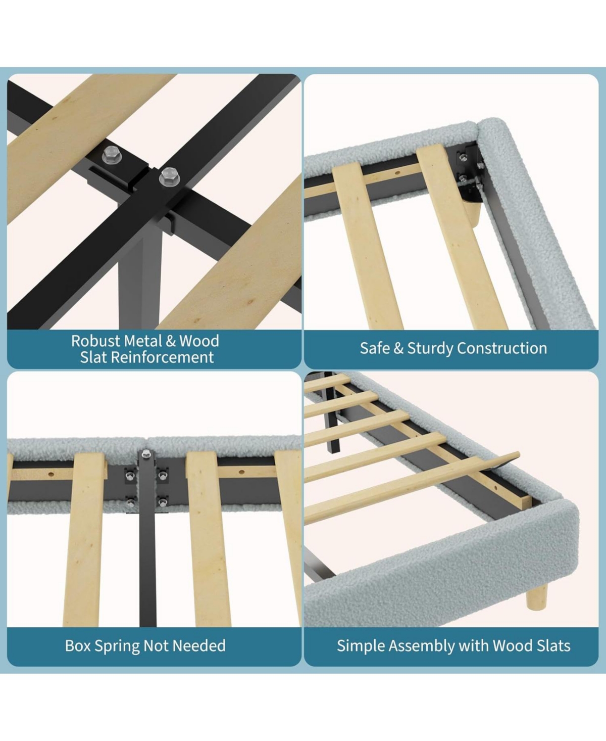 gaomon Bed Frame with Upholstered Round Teddy Boucle Headboard (Arch Design