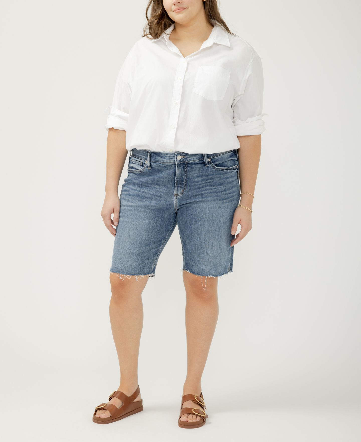 Женские шорты Silver Jeans Co. Plus Size Elyse Bermuda, цвет: Закатный — фото 1