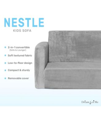 Toddler Nestle Sofa, 2-in-1 Convertible Sofa to Lounger, Low to Floor Design, Machine Washable Fabric Cover
