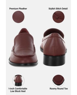 Women's Ninto Low Heel Pleather Loafers