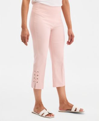 Women's Side Lace-Up Pull-On Capri Pants
