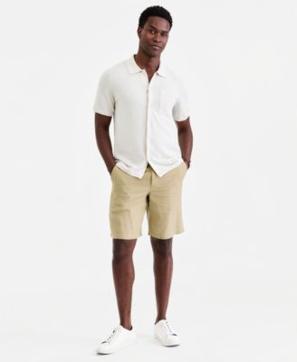 Men's Short-Sleeve Linen and Cotton Button Sweater Polo Shirt