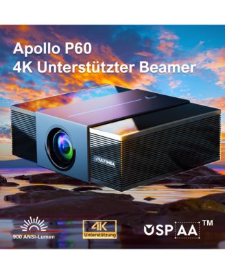 Projector 4K Decoding 900 ANSI Lumens, 6D Keystone, Full HD Native 1080P Projector Home Cinema, WiFi and Bluetooth 5.3 Proyector, Apollo P60