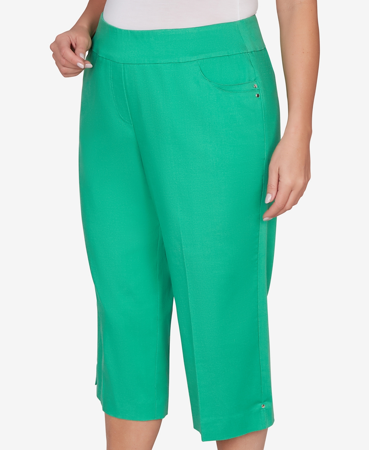 Alfred Dunner Plus Resort Living Smooth Waist Easy Pull- On Capri Pants