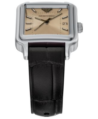 Men's Quartz Three-Hand Brown Leather Watch, 36mm