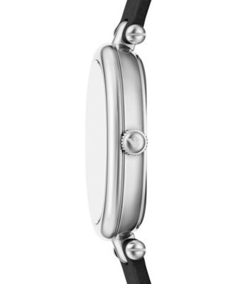 Women's Quartz Two-Hand Black Leather Watch, 28mm