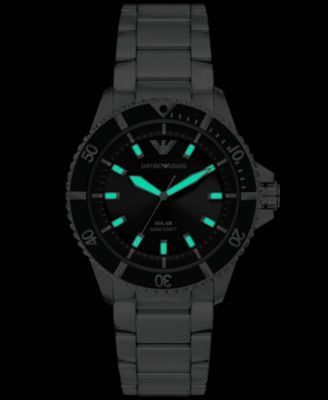 Men's World Explorer Solar Three Hand Silver Stainless Steel Watch, 42mm