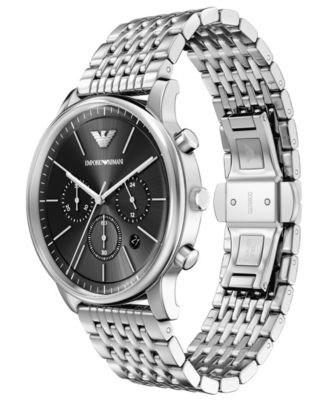 Men's Quartz Chronograph Silver Stainless Steel Watch, 42mm